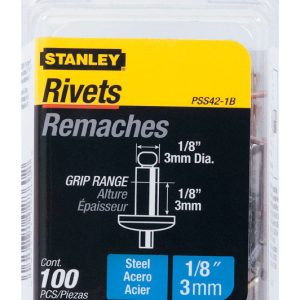 Stanley 1/8 in. D X 1/8 in. Steel Blind Rivets Silver 100 pk