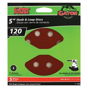 Gator 5 in. Aluminum Oxide Hook and Loop Sanding Disc 120 Grit Fine 5 pk