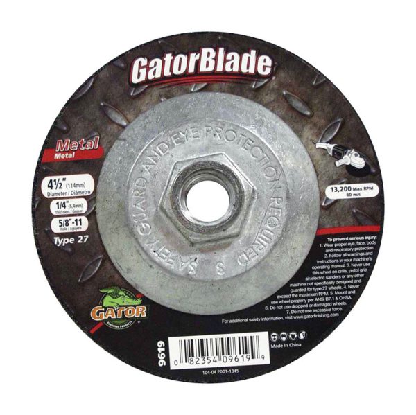 Gator 4-1/2 in. D X 5/8 in. in. Metal Grinding Wheel