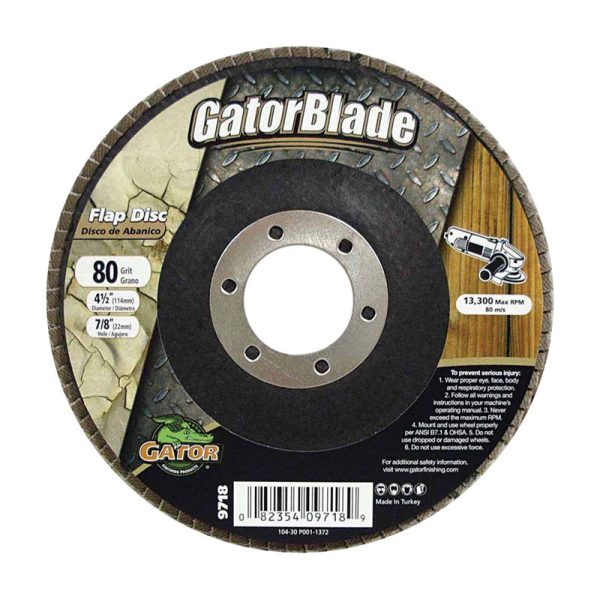 Gator 4-1/2 in. D X 7/8 in. Zirconia Aluminum Oxide Flap Disc 80 Grit 1 pk
