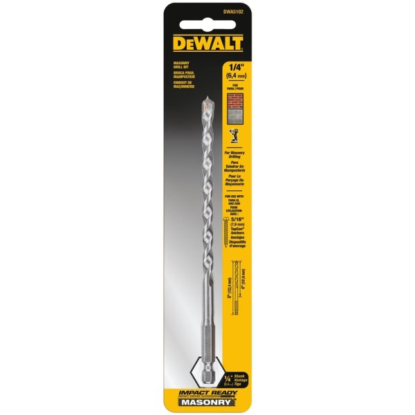DeWalt 1/4 in. X 6 in. L Carbide Tipped Impact Ready Drill Bit 1 pc