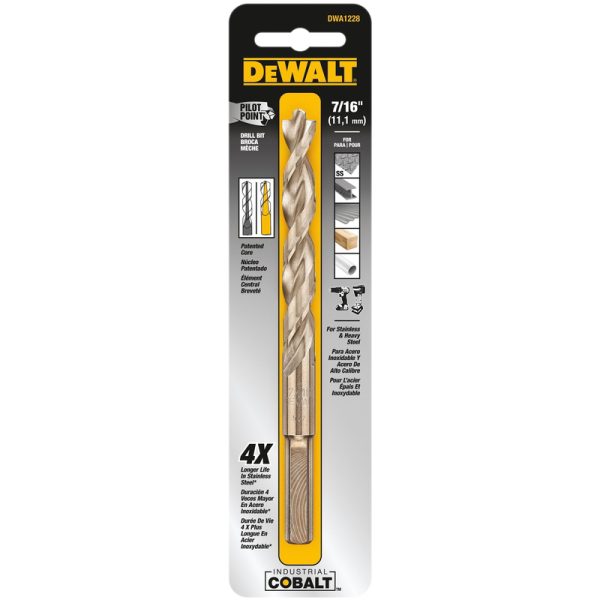DeWalt 7/16 in. X 5 1/2 in. L Cobalt Steel Pilot Point Drill Bit 1 pc