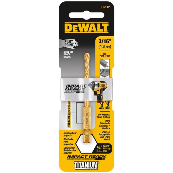 DeWalt Impact Ready 3/16 in. X 3 in. L High Speed Steel Drill Bit 1 pc