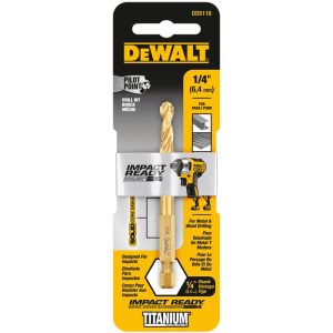 DeWalt Impact Ready 1/4 in. X 3-13/64 in. L High Speed Steel Drill Bit 1 pc