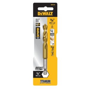 DeWalt Impact Ready 3/8 in. X 4 in. L High Speed Steel Drill Bit 1 pc