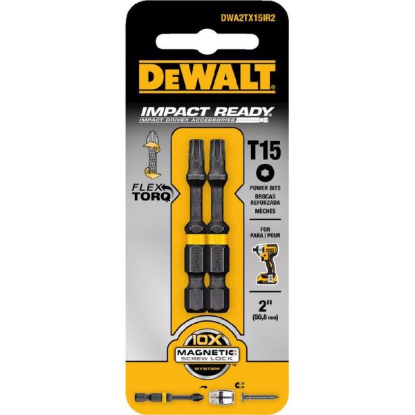 DeWalt Impact Ready Torx T15 X 2 in. L Screwdriver Bit Black Oxide 2 pc