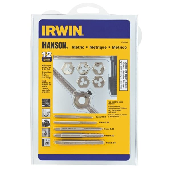 Irwin Hanson High Carbon Steel Metric Tap and Die Set 3 - 7 mm 12 pc
