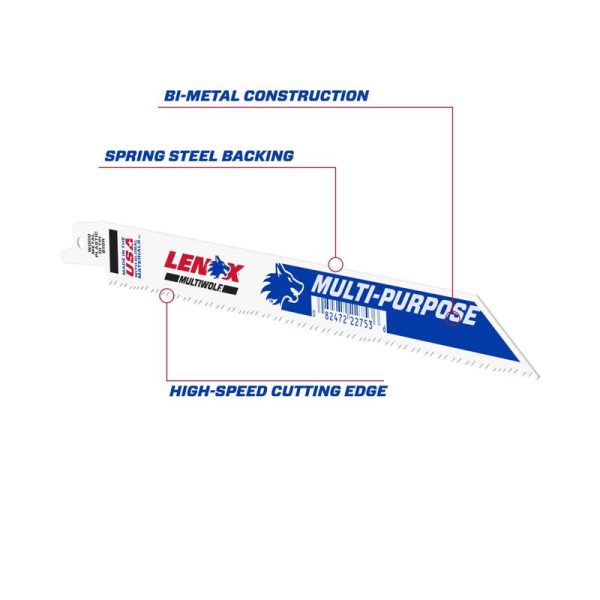 LENOX MULTIWOLF 8 in. Bi-Metal WAVE EDGE Reciprocating Saw Blade 10 TPI 1 blade