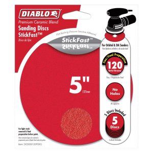 Diablo StickFast 5 in. Ceramic Blend Pressure Sensitive Adhesive Sanding Disc 120 Grit Fine 5 pk
