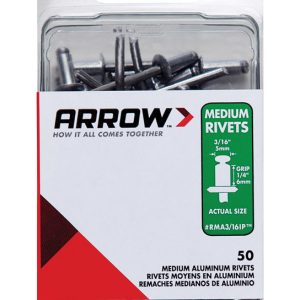 Arrow 3/16 in. D X 1/4 in. Aluminum Rivets Silver 15 pk