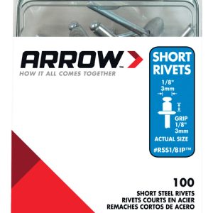 Arrow 1/8 in. D X 1/8 in. Steel Rivets Silver 100 pk