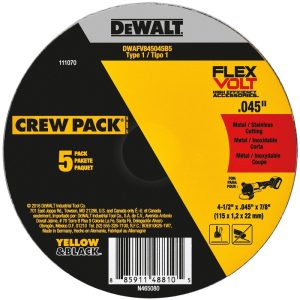 DeWalt FlexVolt 4-1/2 in. D X 7/8 in. Ceramic Cut-Off Wheel 5 pc