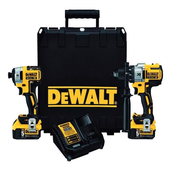 DEWALT 20V MAX Cordless Brushless 2 Tool Hammer Drill and Impact Driver Kit