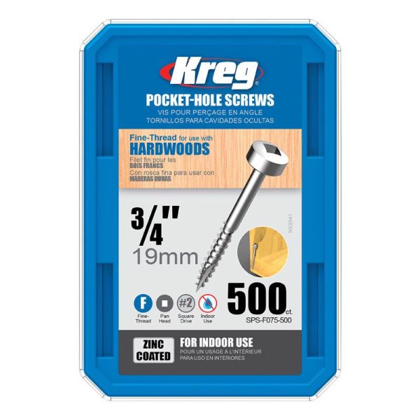 Kreg No. 6 X 3/4 in. L Square Zinc-Plated Pocket-Hole Screw 500 ct