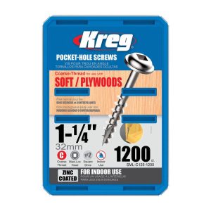 Kreg No. 8 X 1-1/4 in. L Square Zinc-Plated Pocket-Hole Screw 1200 ct