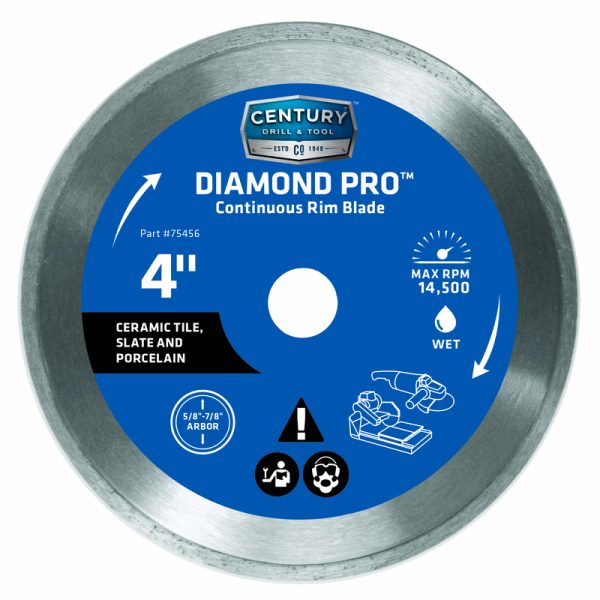 Century Drill & Tool Diamond Pro 4 in. D X 5/8 and 7/8 in. Steel Continuous Rim Diamond Saw Blade 1