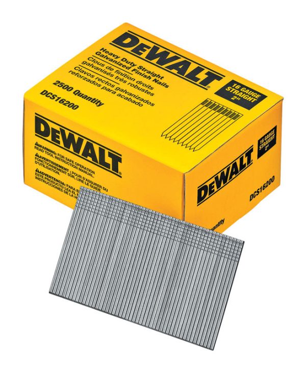 DEWALT 2 in. 16 Ga. Straight Strip Galvanized Finish Nails 20 deg 2,500 pk