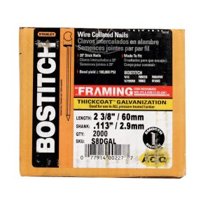 Bostitch 2-3/8 in. Angled Strip Galvanized Stick Nails 28 deg 2000 pk