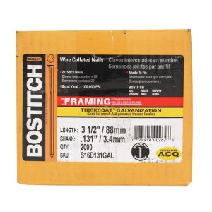 Bostitch 3-1/2 in. Angled Strip Galvanized Stick Nails 28 deg 2000 pk