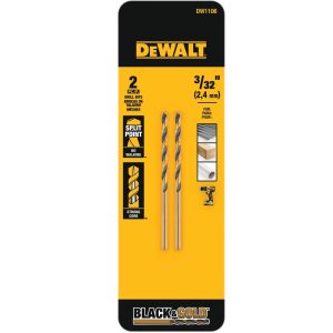 DeWalt 3/32 in. X 2-1/4 in. L Black Oxide Drill Bit 2 pc