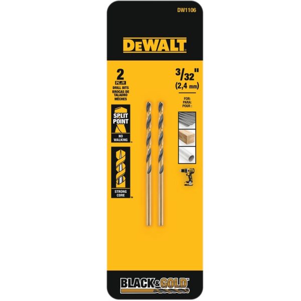 DeWalt 3/32 in. X 2-1/4 in. L Black Oxide Drill Bit 2 pc