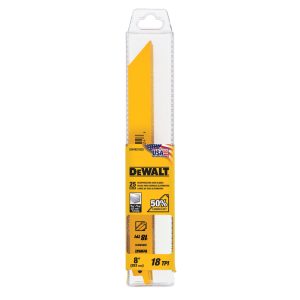 DeWalt 8 in. Bi-Metal Reciprocating Saw Blade 18 TPI 25 pk