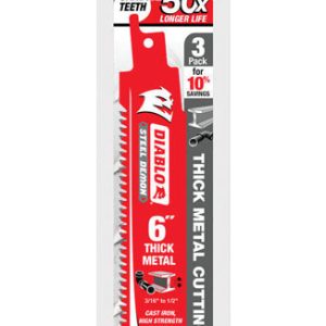 Diablo Steel Demon 6 in. Carbide Reciprocating Saw Blade 8 TPI 3 pk