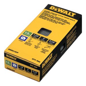 DEWALT 2-1/2 in. 15 Ga. Angled Strip Brite Finish Nails 25 deg 900 pk