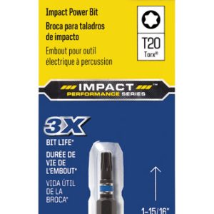 Irwin Impact Performance Series Torx T20 X 1-15/16 in. L Power Bit S2 Tool Steel 1 pk
