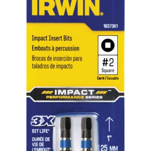 Irwin Impact Performance Series Square #2 X 1 in. L Impact Insert Bit S2 Tool Steel 1 pk