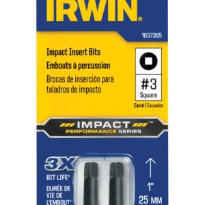 Irwin Impact Performance Series Square #3 X 1 in. L Impact Insert Bit S2 Tool Steel 2 pc