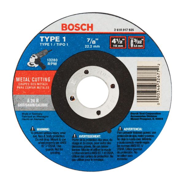 Bosch 4-1/2 in. D X 7/8 in. Aluminum Oxide Abrasive Cut-Off Wheel 1 pc