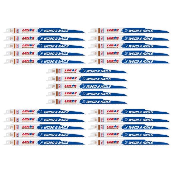 LENOX LUMBERWOLF 9 in. Bi-Metal Reciprocating Saw Blade 6 TPI 25 pk