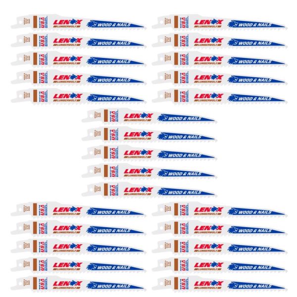 LENOX LUMBERWOLF 6 in. Bi-Metal Reciprocating Saw Blade 6 TPI 25 pk