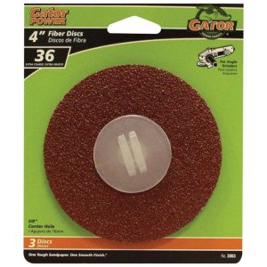 Gator 4 in. Aluminum Oxide Center Mount Fiber Disc 36 Grit Extra Coarse 3 pk