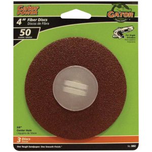 Gator 4 in. Aluminum Oxide Center Mount Fiber Disc 50 Grit Coarse 3 pk