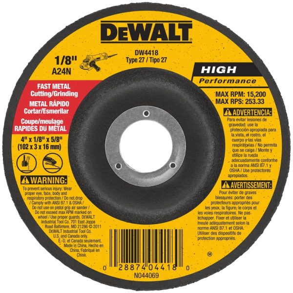 DeWalt High Performance 4 in. D X 5/8 in. Metal Grinding Wheel