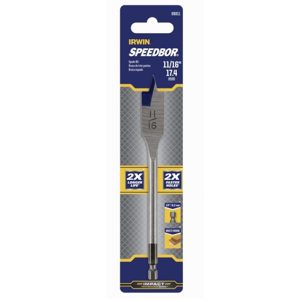Irwin Speedbor 11/16 in. X 6 in. L Carbon Steel Wood Boring Bit 1 pc