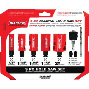 Diablo Bi-Metal Diablo Mandrel Hole Saw Kit 9 pc