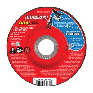 Diablo 4-1/2 in. D X 7/8 in. Aluminum Oxide Metal Dual Cut and Grind Disc 1 pk