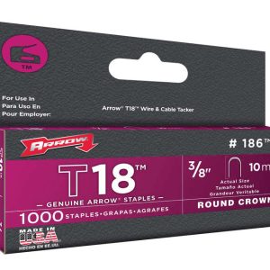 Arrow T18 3/16 in. W X 3/8 in. L 18 Ga. Round Crown Wire Staples 1000 pk