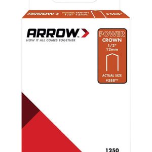 Arrow #588 3/8 in. W X 1/2 in. L 18 Ga. Power Crown Standard Staples 1250 pk