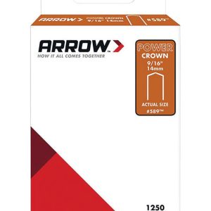 Arrow #589 3/8 in. W X 9/16 in. L 18 Ga. Power Crown Standard Staples 1250 pk