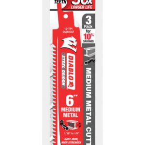 Diablo Steel Demon 6 in. Carbide Reciprocating Saw Blade 10 TPI 3 pk