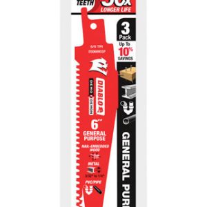 Diablo Demo Demon 6 in. Carbide Reciprocating Saw Blade 6/9 TPI 3 pk