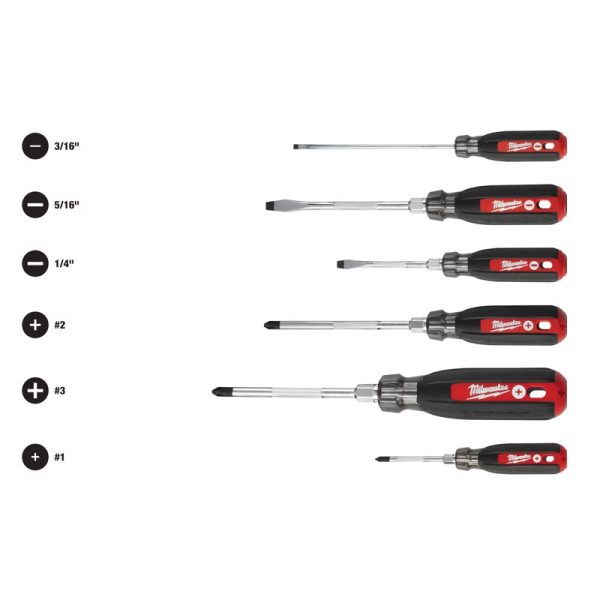Milwaukee 6 pc Phillips/Slotted Multi-Bit Screwdriver Set