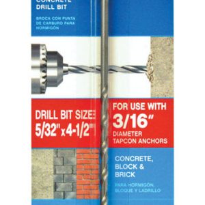 Tapcon 5/32 in. X 4-1/2 in. L Carbide Tipped Concrete Drill Bit 1 pc