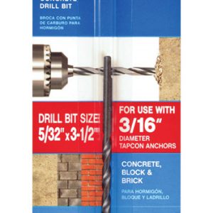 Tapcon 5/32 in. X 3-1/2 in. L Carbide Tipped Concrete Drill Bit 1 pc