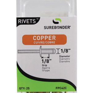 Surebonder 1/8 in. D X 1/8 in. Copper Rivets Yellow 25 pk