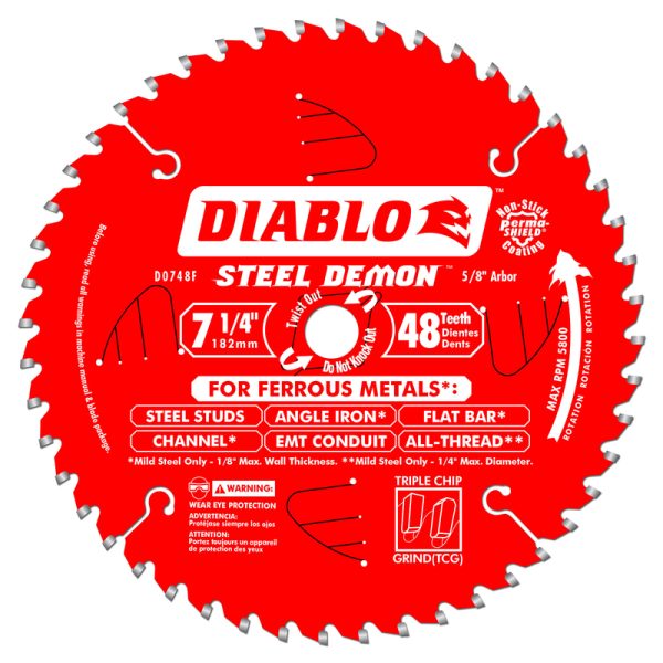 Diablo Steel Demon 7-1/4 in. D X 5/8 in. Cermet Carbide Metal Saw Blade 48 teeth 1 pk